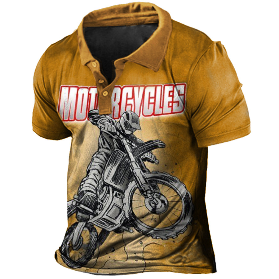 

Men's Vintage Motorcycle Race Print Crew Neck T-Shirt