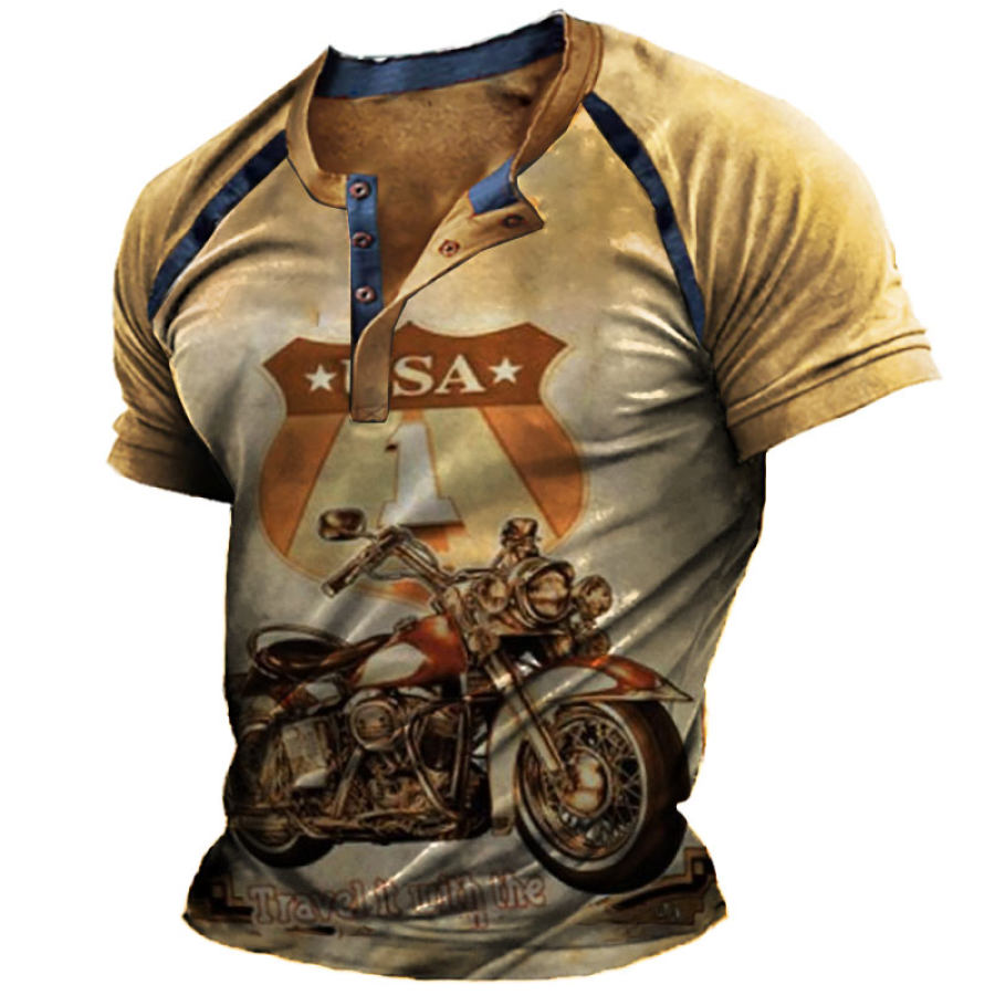 

Men's Outdoor Route66 Print Casual Short Sleeve T-Shirt