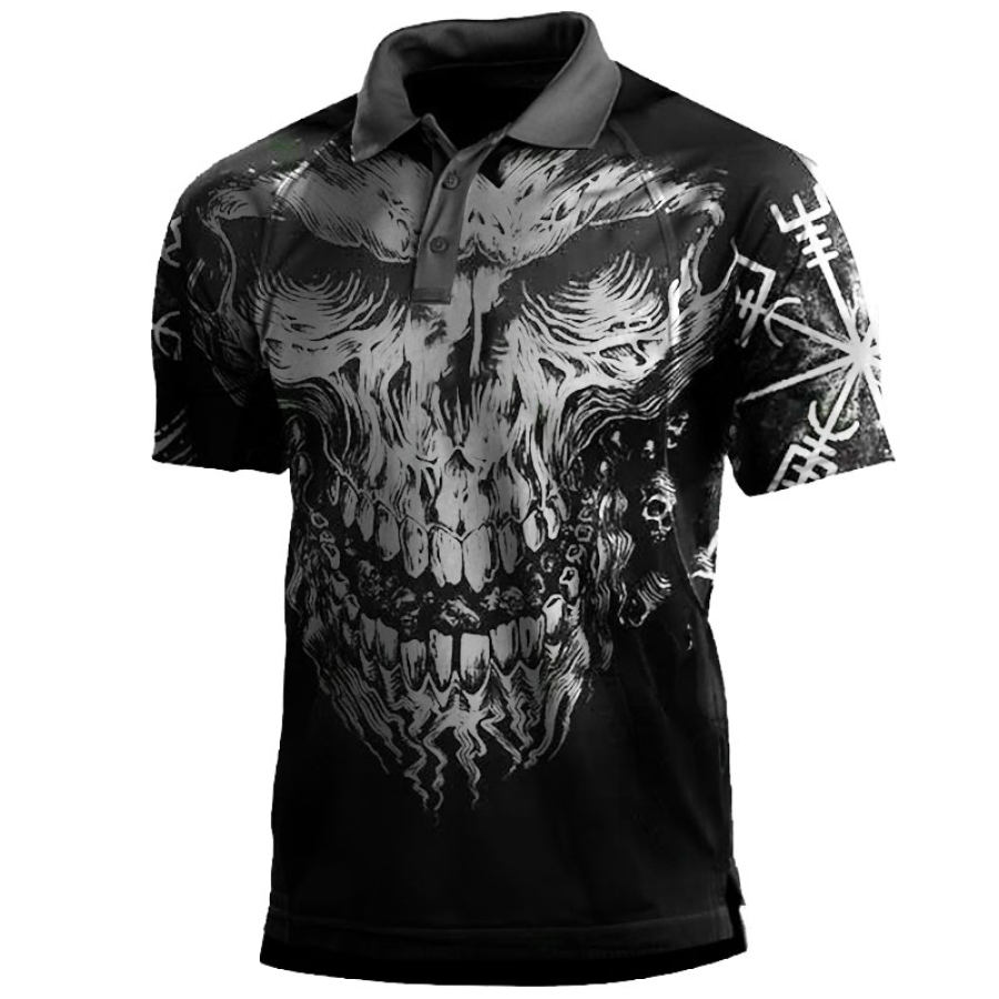 

Men's Outdoor Skull Print Henley Shirt