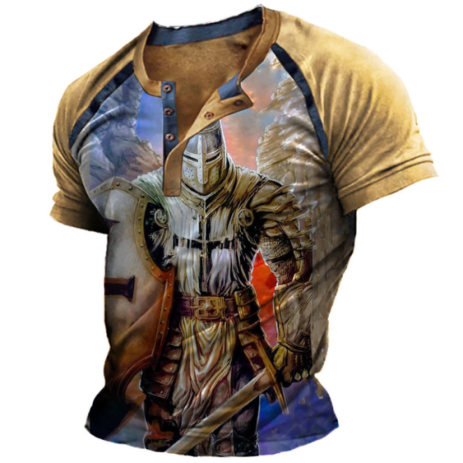 

Men's Outdoor Print Henley Short Sleeve Shirt