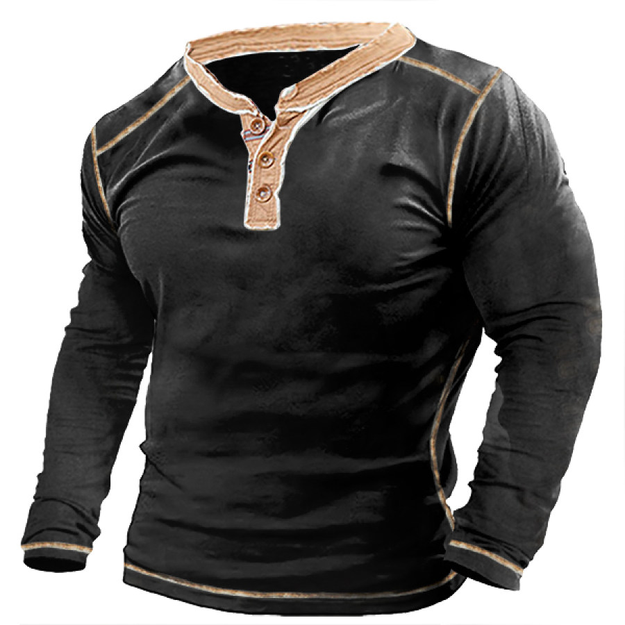 

Men's Outdoor Retro Tactical Long Sleeve Henley T-Shirt