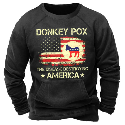 Donkey Pox The Disease Destroying America Men's Pocket Long Sleeve Sweatshirt