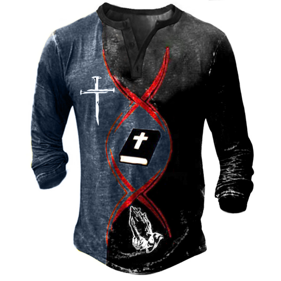 

Men's Colorblock Faith Henley Collar T-Shirt