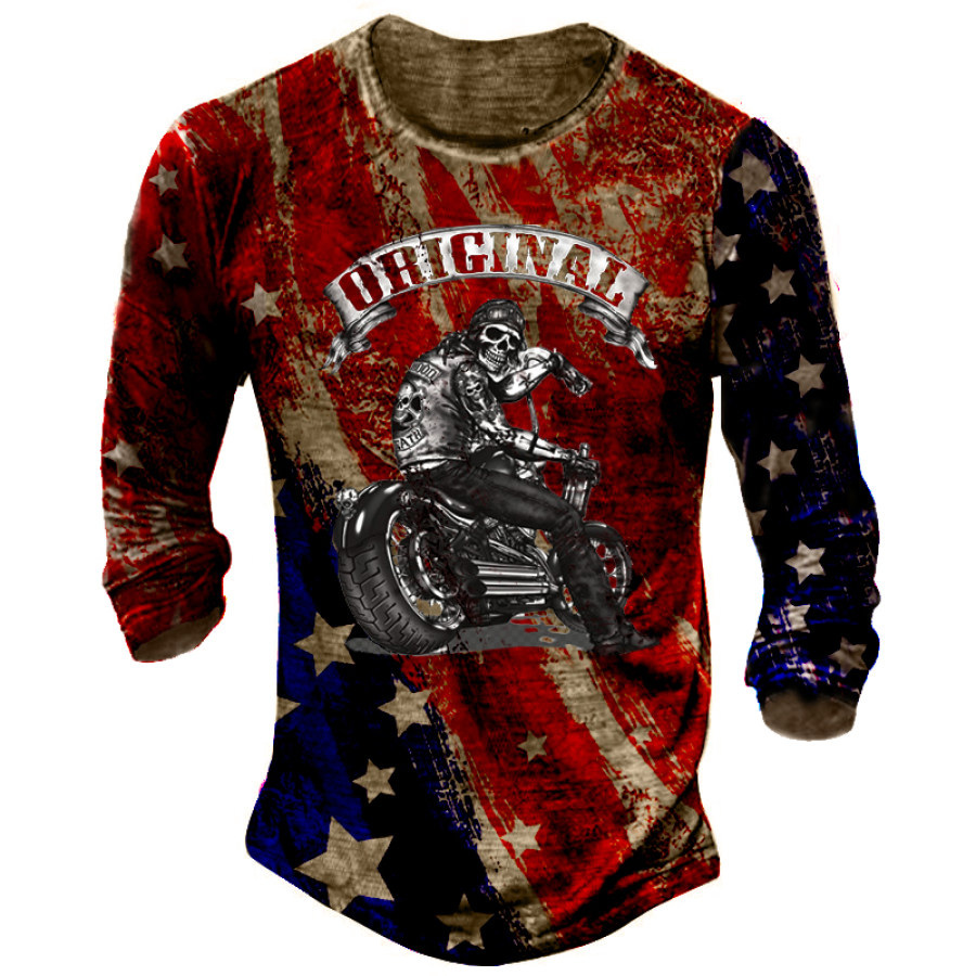

Men's American Flag Motorcycle Graphic Print T-Shirt