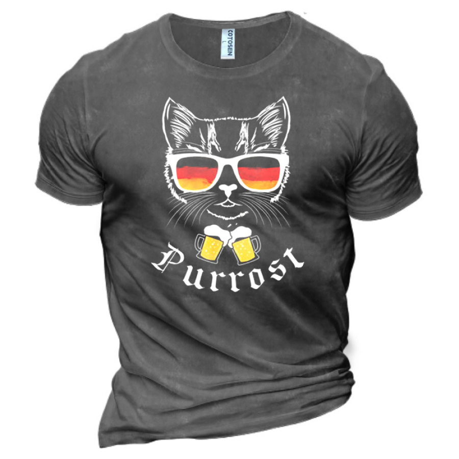 

Purrost Men's Oktoberfest Cat Print Cotton T-Shirt