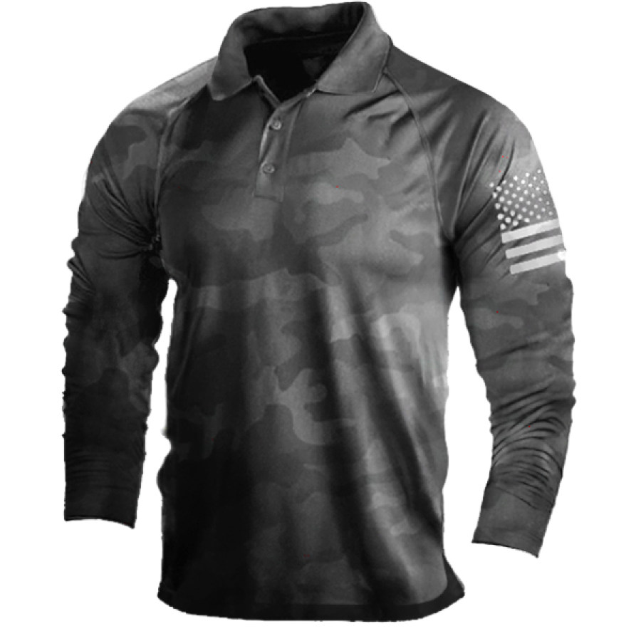 

Men's Outdoor Tactical Commuter Stretch Breathable Sweat Absorbent Sunscreen Long Sleeve Polo Shirt