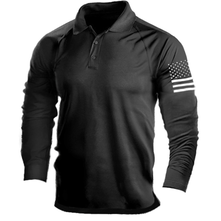 

Men's Outdoor Tactical Commuter Stretch Breathable Sweat Absorbent Sunscreen Long Sleeve Polo Shirt