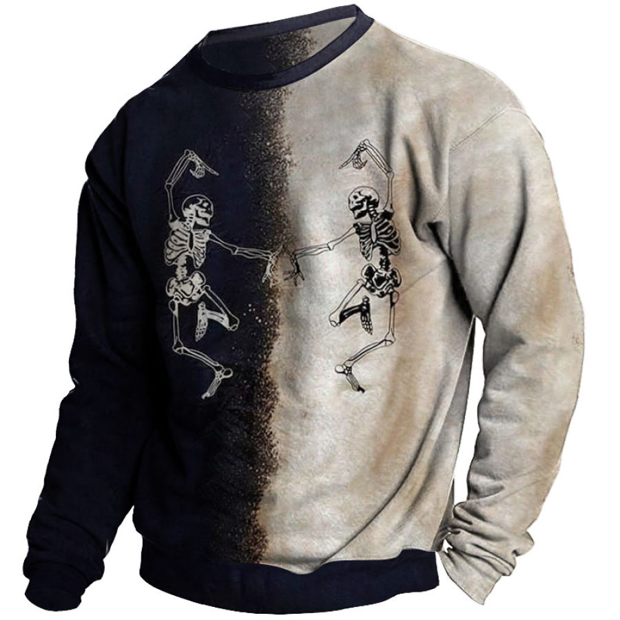 

Men's Vintage Skull Contrast Graphic Print Sweatshirt