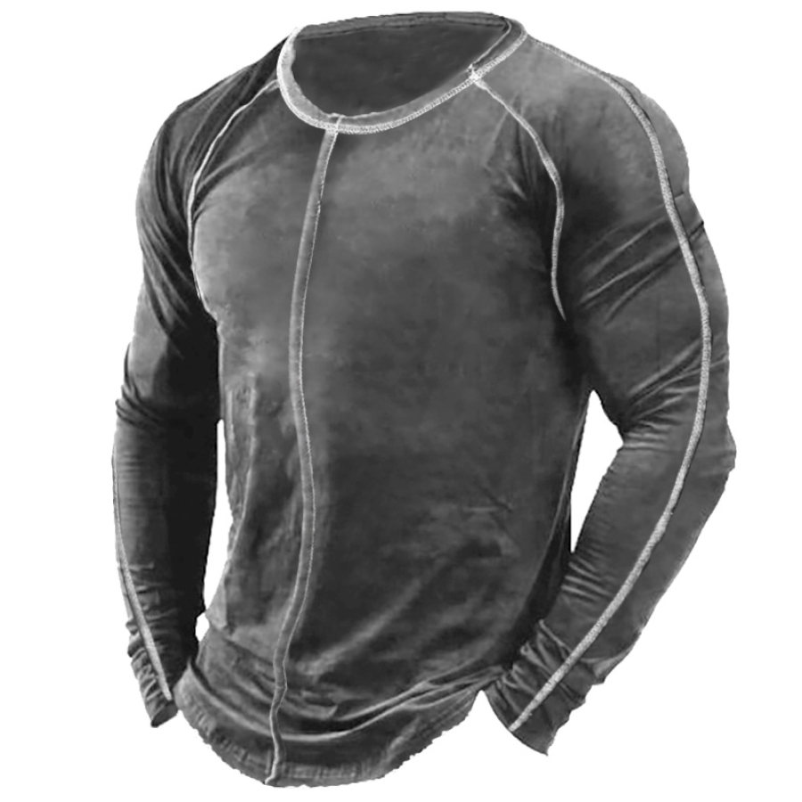 

Men's Retro Outdoor Tactical Patchwork Long Sleeve T-Shirt