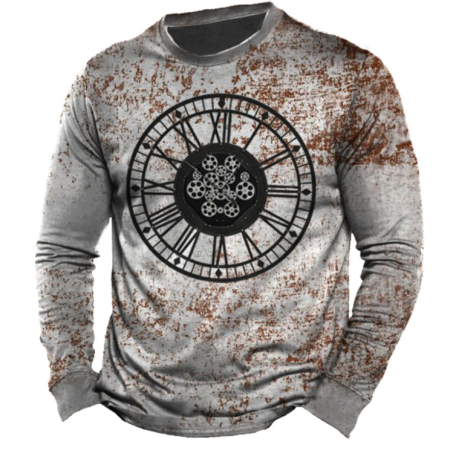 

Skeleton Moving Gear Wall Clock Men's Vintage Steam Era Print T-Shirt