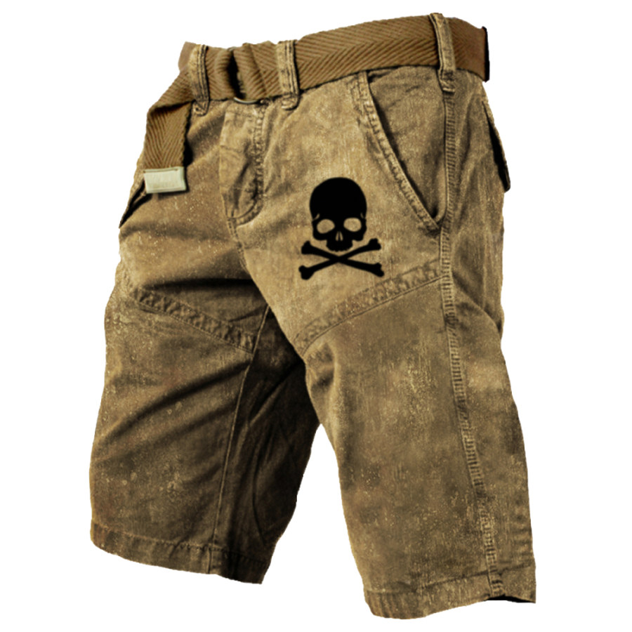 

Men's Outdoor Vintage Pirate Skull Print Cargo Shorts