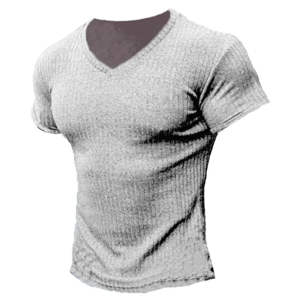 Men's Breathable Sweat-wicking Casual Short-Sleeve V-Neck Knit Short-Sleeve Shirt - Kalesafe.com 