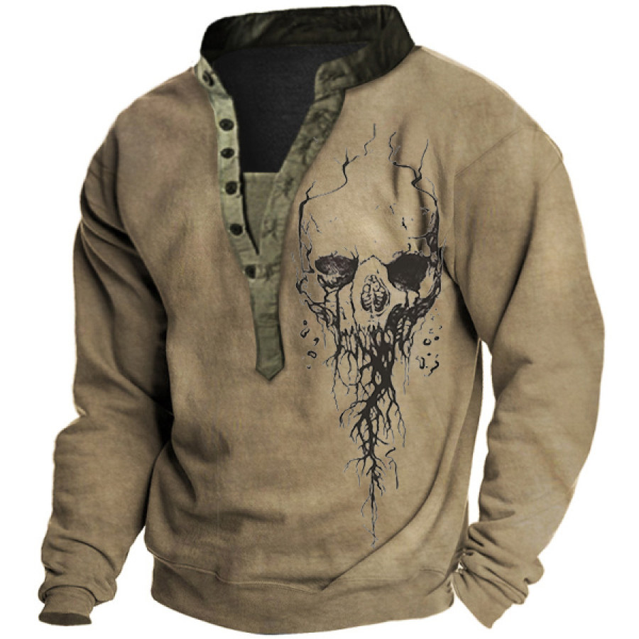

Men's Vintage Skull Tattoo Print Sweatshirt