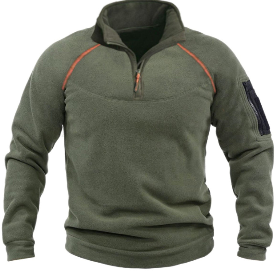 

Men's Outdoor Retro Fleece Zip Collar Functional Sweatshirt