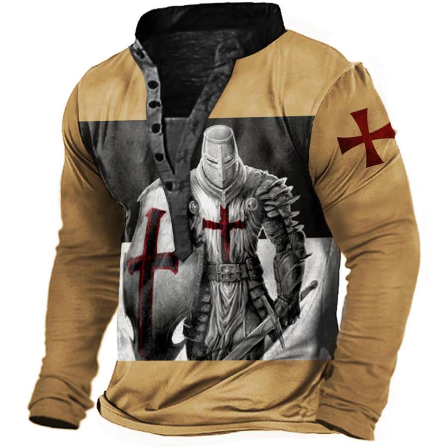 

Men's Outdoor Knights Templar Cross Henley Long Sleeve T-Shirt
