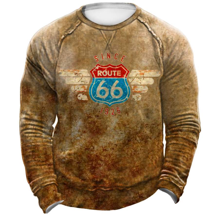 

Men's Outdoor Vintage America Route 66 Print Sweatshirt