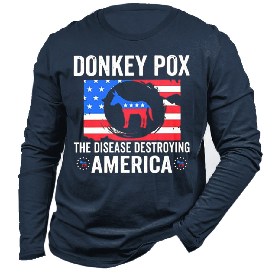 

Donkey Pox The Disease Destroying America Men's Cotton Long Sleeve T-Shirt