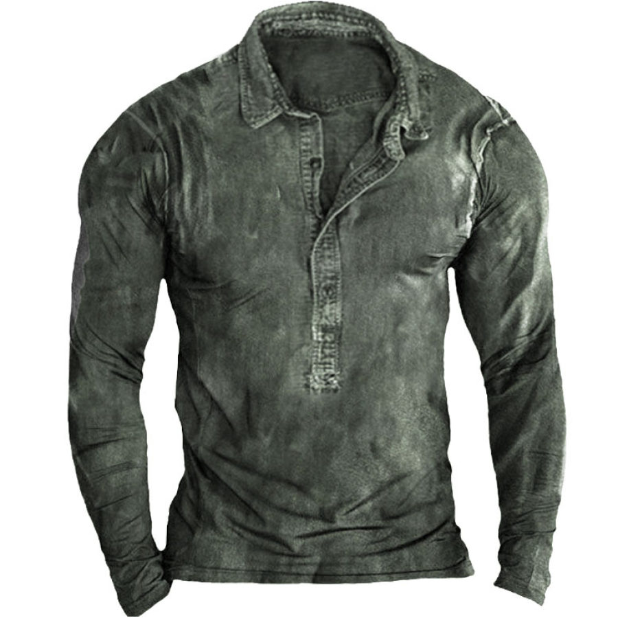 

Men' Lapel Long Sleeve Training Shirt