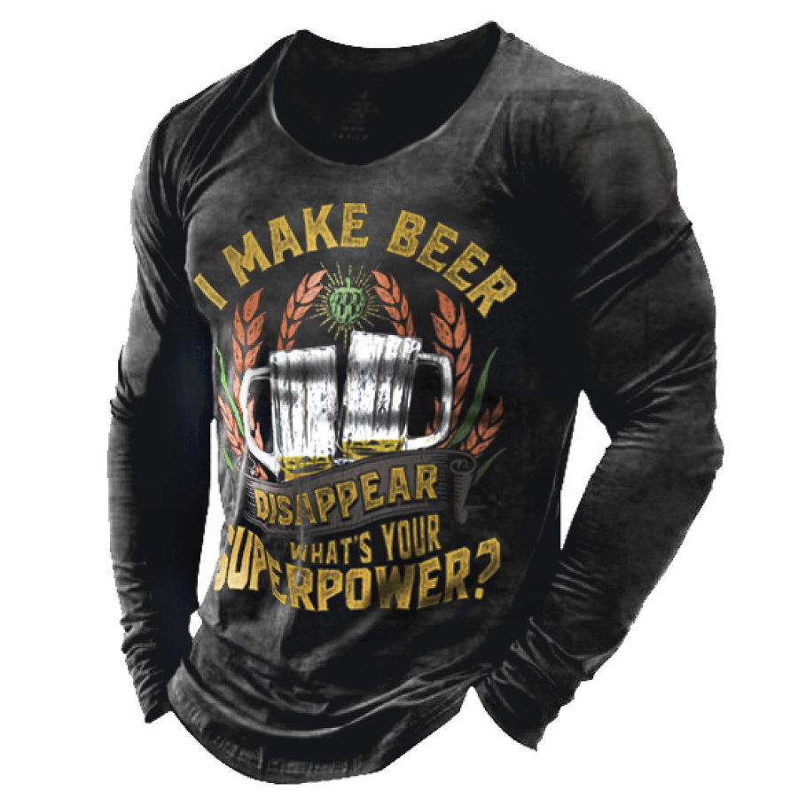 

I Make Beer Men's Printed Casual Long Sleeve T-Shirt