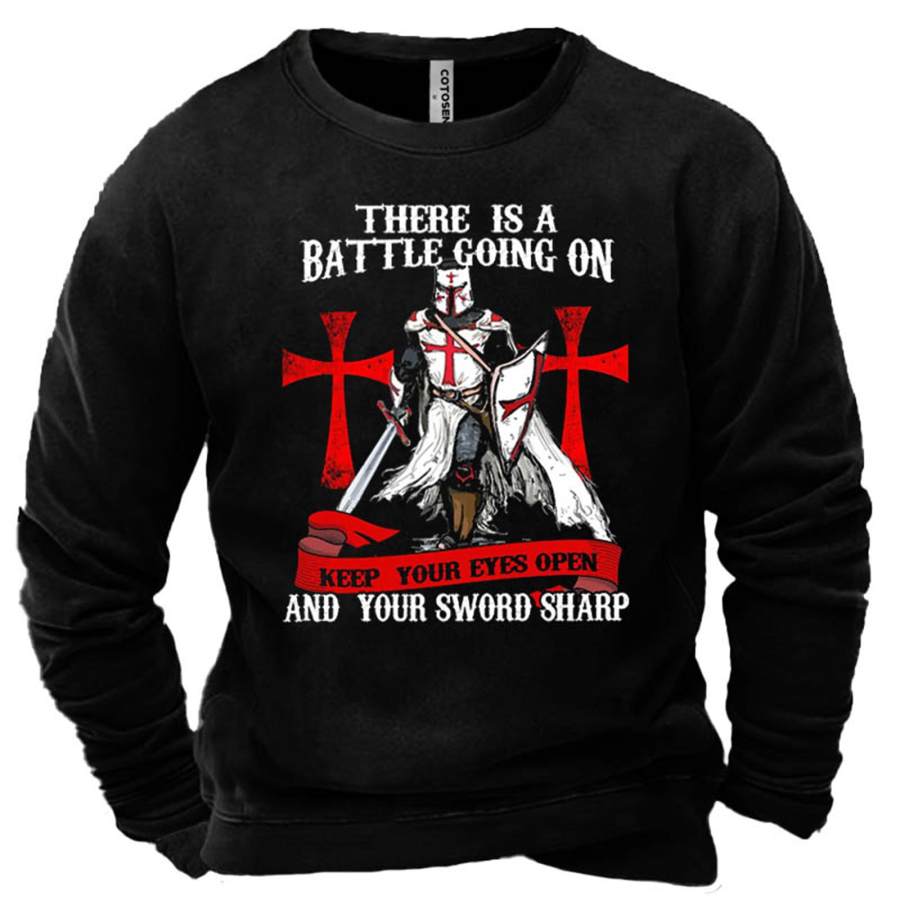 

Men's Templar Shield Cross Print Sweatshirt