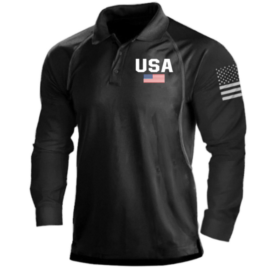 

American Flag Men's Training Uniform Long Sleeve Shirt