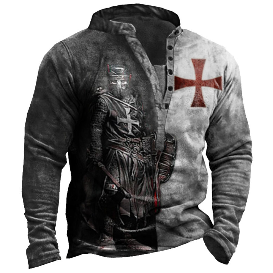 

Men's Vintage Templar Print Henry Sweatshirt