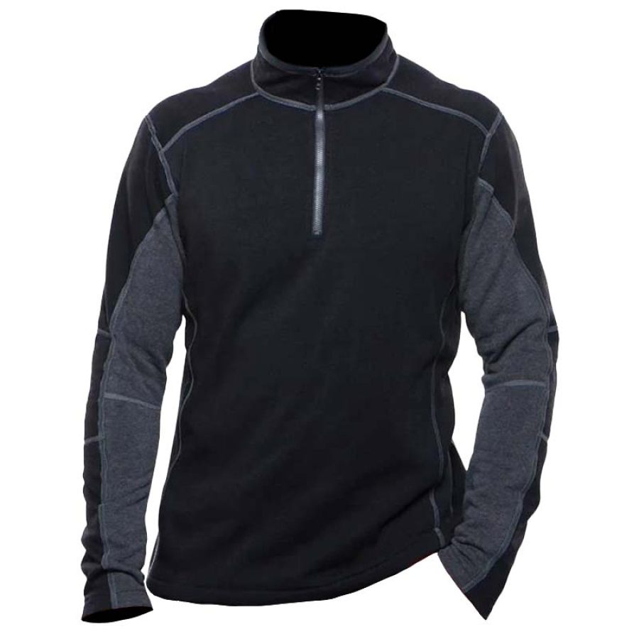 

Men's Outdoor Casual Stand Collar Patchwork Long Sleeve T-Shirt