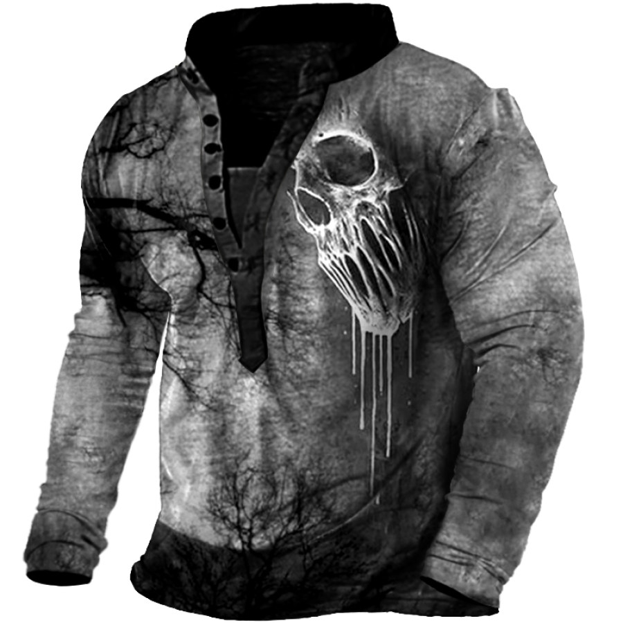 

Men's Outdoor Casual Skull Print Long Sleeve T-Shirt