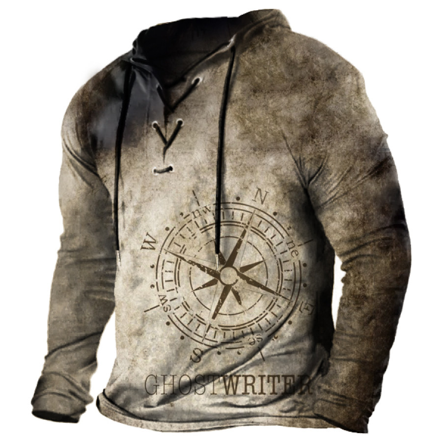 

Vintage Nautical Map Print Men's Lace-Up T-Shirt