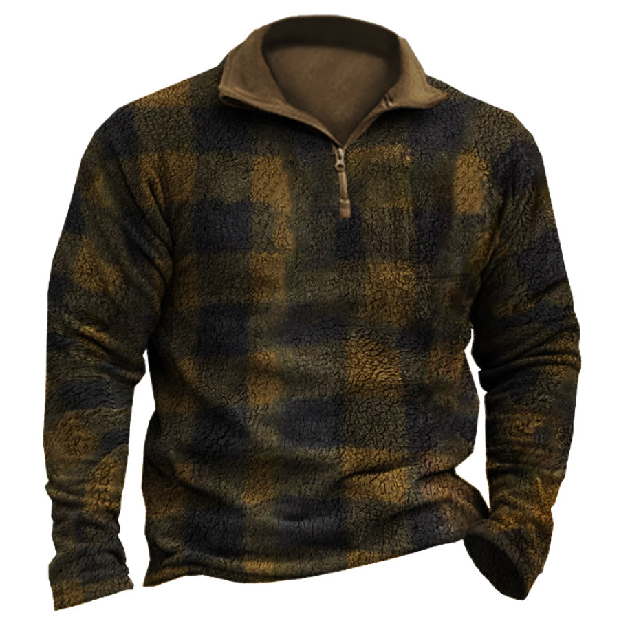 

Men's Outdoor Casual Tactical Retro Check Sweatshirt
