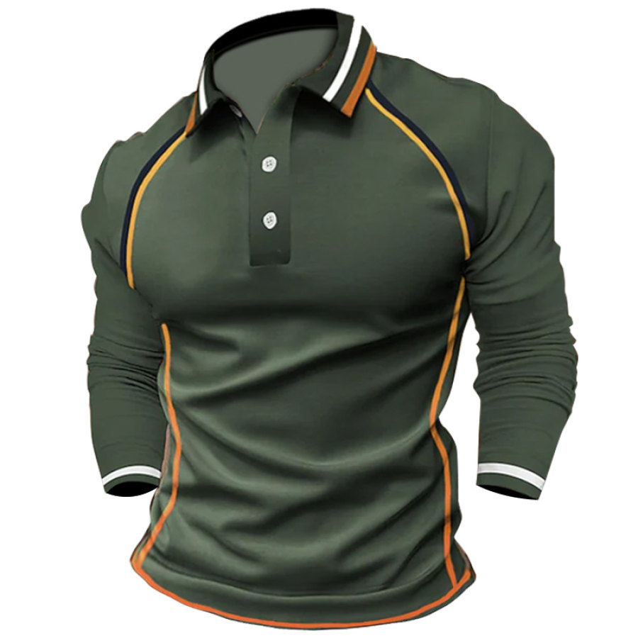 

Men's Contrast Training Print Polo Neck Long Sleeve T-Shirt