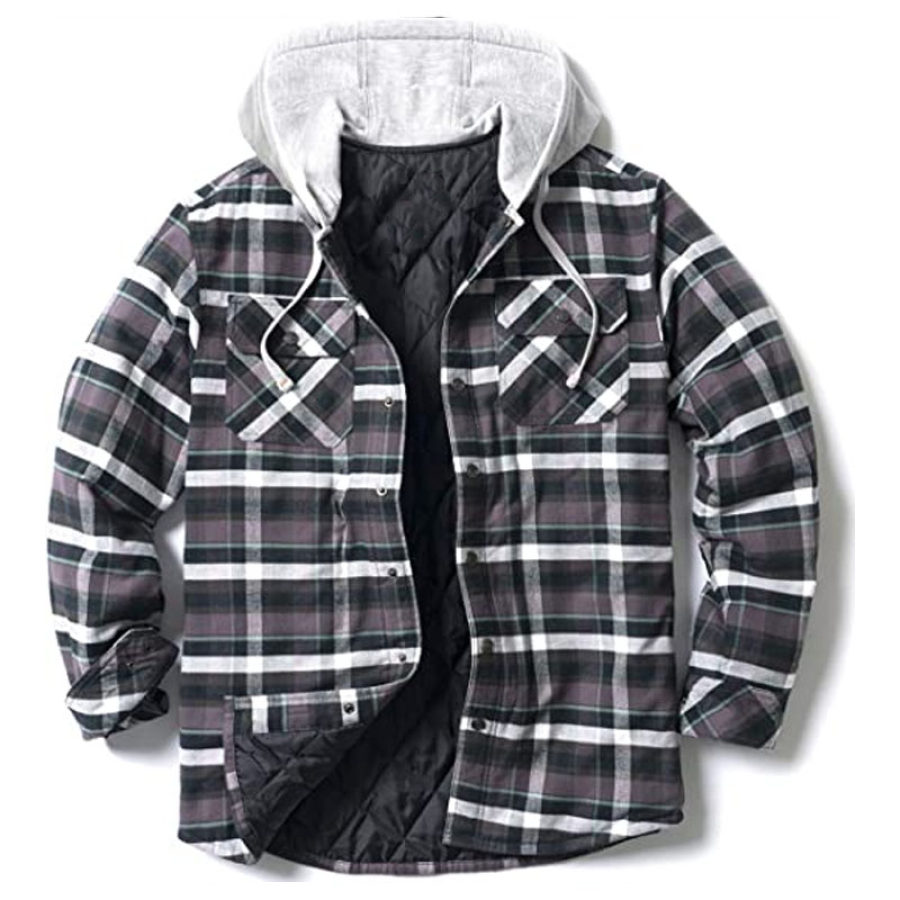 

Mens Retro British Style Plaid Thick Jacket