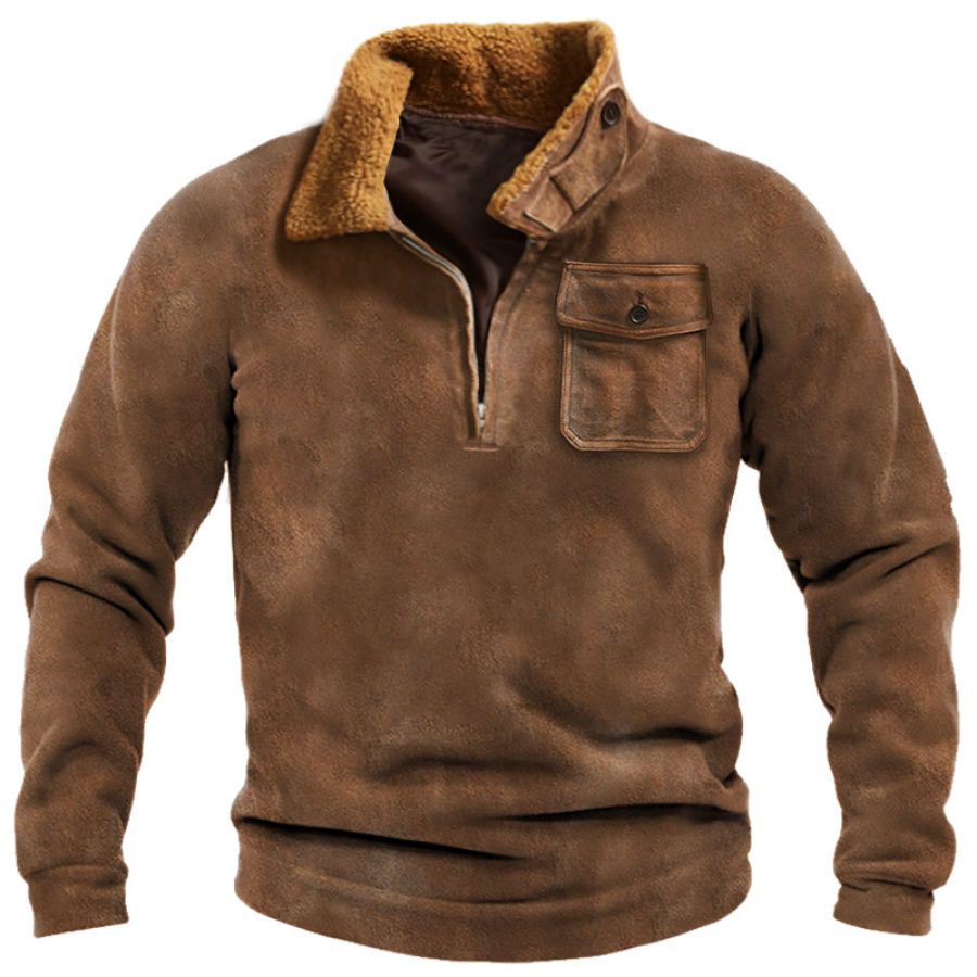 

Men's Vintage Suede Thermal Pocket Sweatshirt