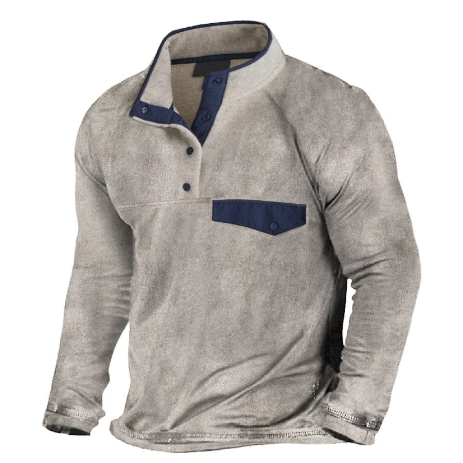 

Men's Outdoor Casual Long Sleeve Stand Collar Fleece Sweater