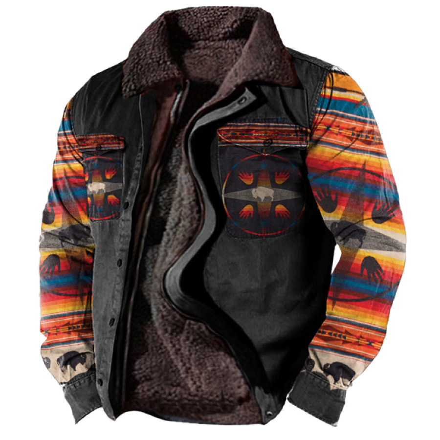 

Men's Tribal Print Patchwork Ethnic Boho Jacket