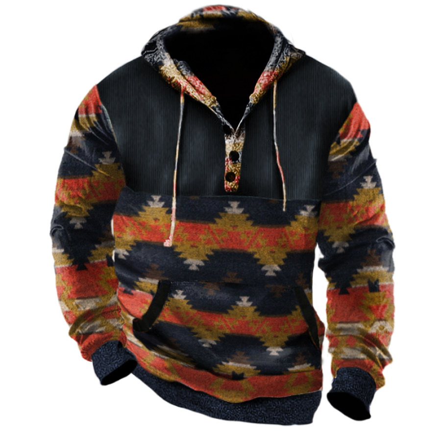 

Men's Casual Patchwork Print Hoodie