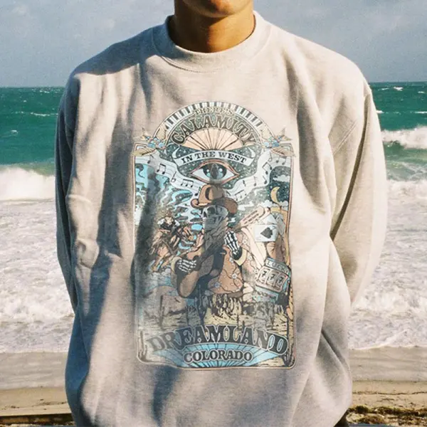 Vintage Colorado Print Crew Sweatshirt - Paleonice.com 