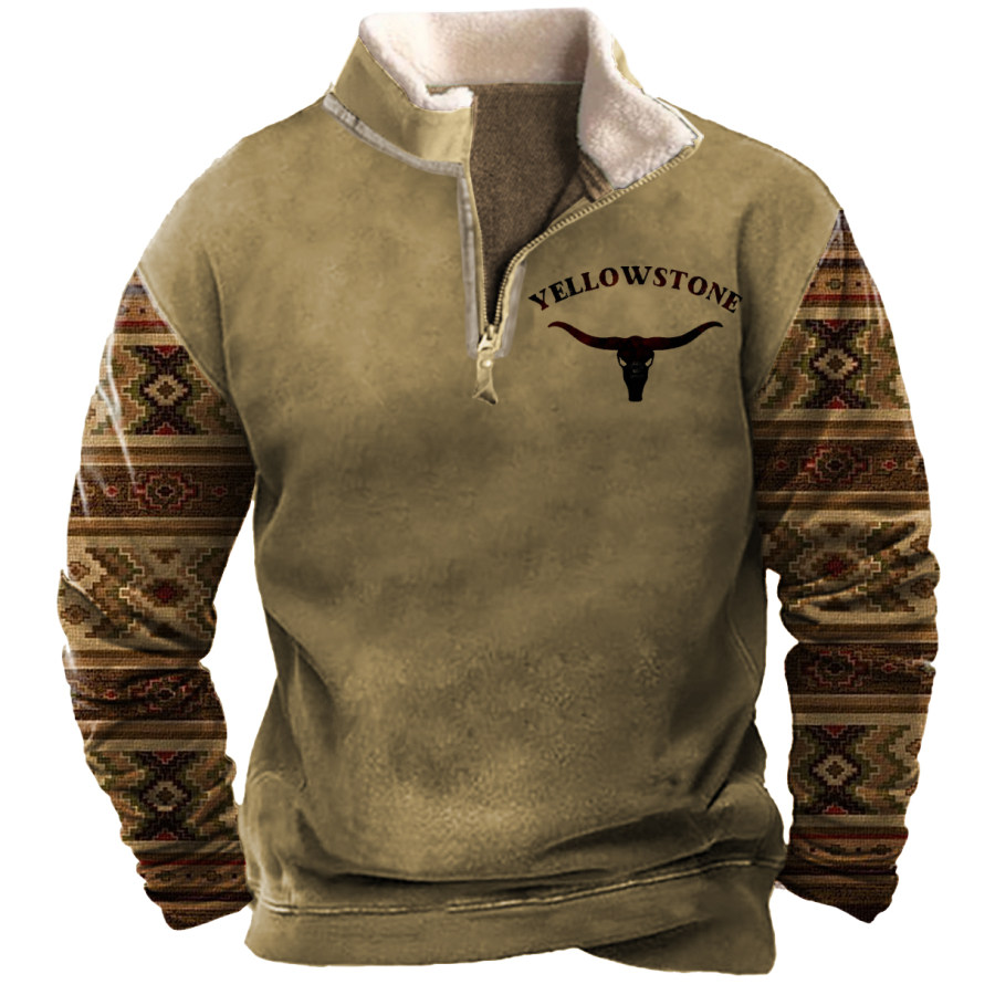 

Cowboy Aztec Men's Lapel Sweatshirt