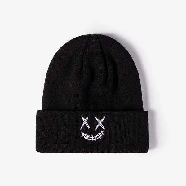 Autumn & Winter Smiley Embroidered Knitted Hat - Kalesafe.com 