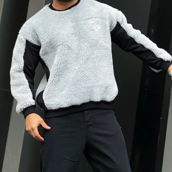 Cashmere Stitching Crew Neck Sweatshirt - Yiyistories.com 