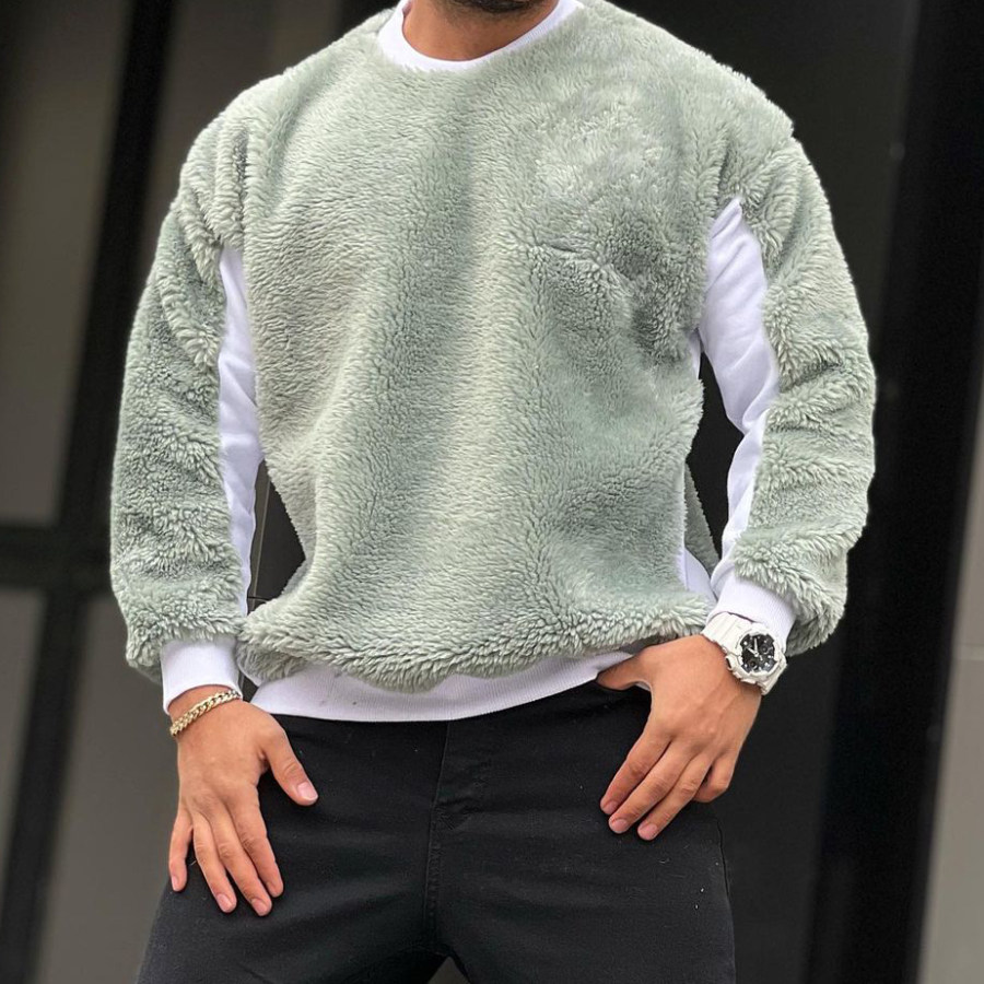 

Cashmere Stitching Crew Neck Sweatshirt