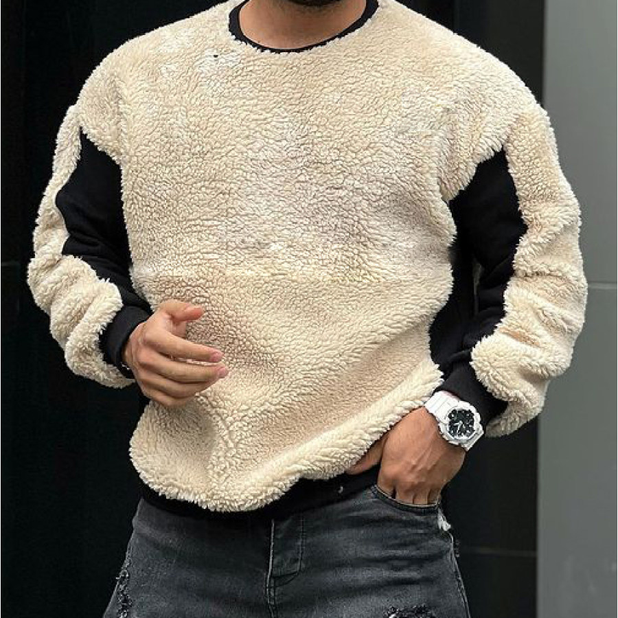

Cashmere Stitching Crew Neck Sweatshirt