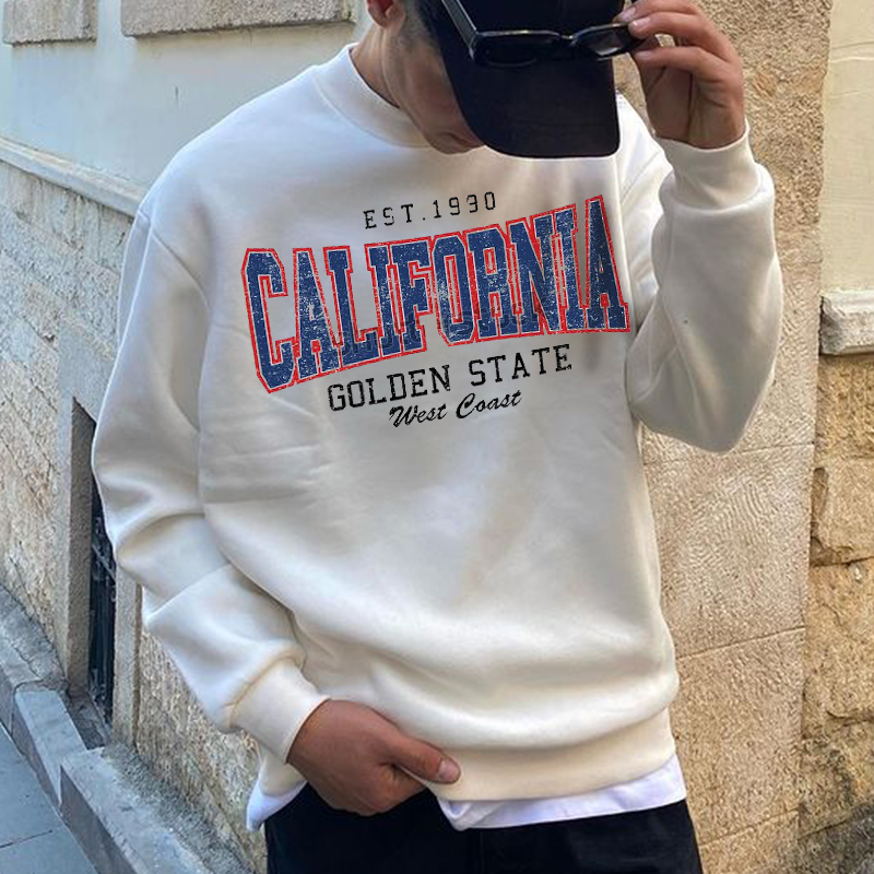Men's Graphic Print Crew Neck Pullover Sweater