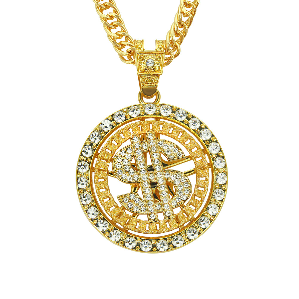 Diamond studded Dollar Pendant Necklace