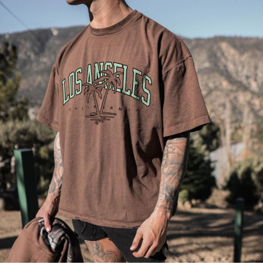 

Retro Oversized LOS ANCELES Men's T-shirt