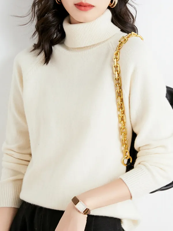 Fall/Winter Turtleneck Solid Color Knitted Sweater - Buildernice.com 