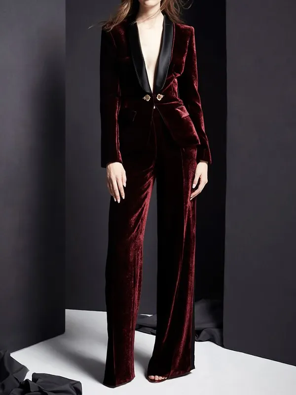 Elegant Velvet Contrast Suit - Buildernice.com 
