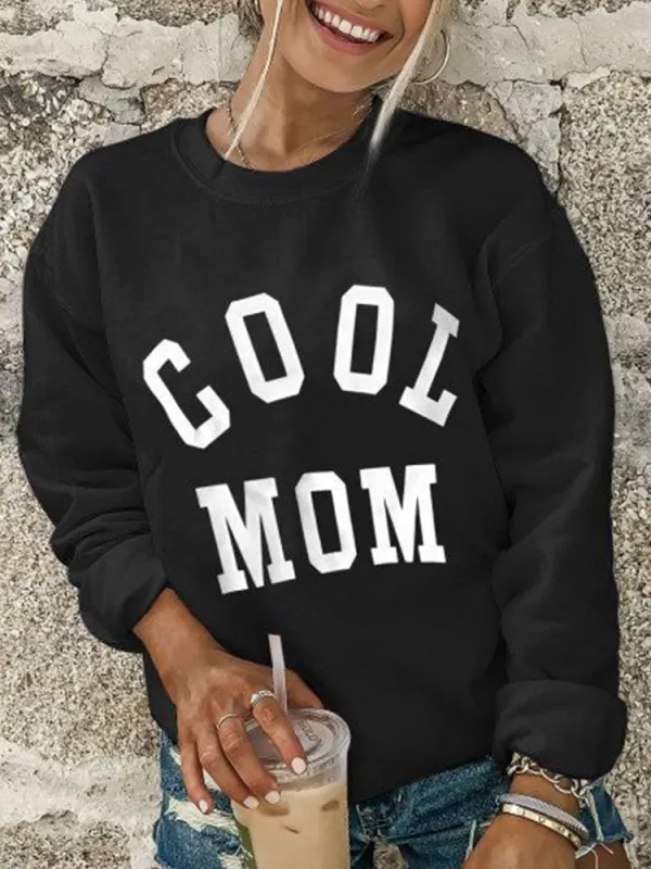 Cool Mom Women's Alphabet Print Casual Sweater - Buildernice.com 