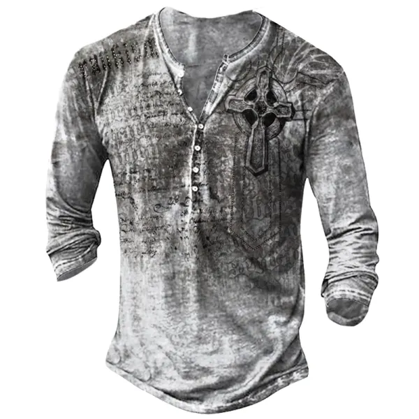 Mens Fashion Printed Long Sleeve T-Shirt - Chrisitina.com 