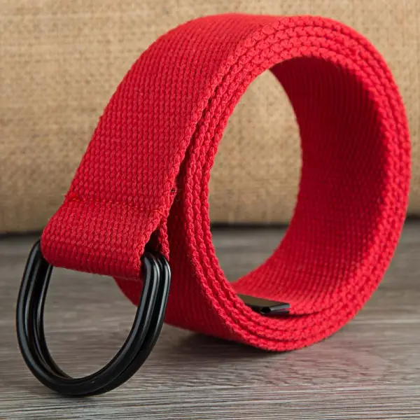 Men's Casual D-buckle Double-ring Buckle Canvas Belt - Kalesafe.com 